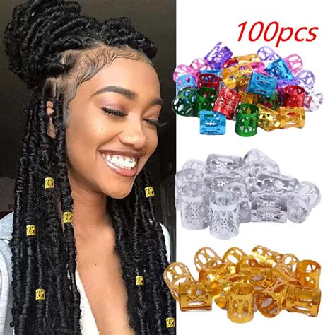 Pcs Gold And Silver Hollow Out Dreadlock Hair Rings Adjustable Cuff