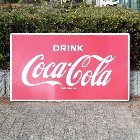 【傷や汚れあり】 コカ・コーラ Drink Coca Cola ビンテージ コカコーラ 大型看板 約143cm×82cm 昭和レトロ ホーロー