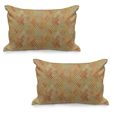 Retro Quilted Pillowcover Set Of Geometric Rhombus Pattern With