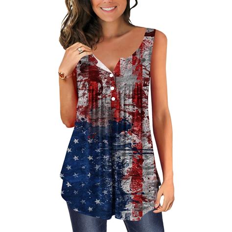 Aboser Womens American Flag Henley Shirt Vintage Th Of July Tank Tops