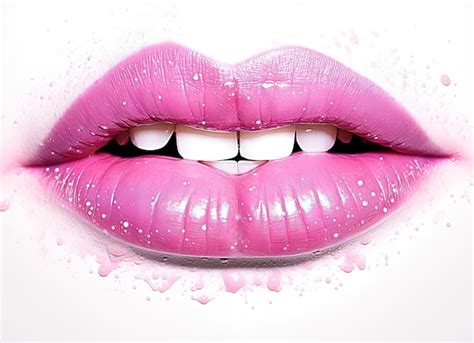 Premium Photo A Drawing Of Pink Lips On White Background In The Style