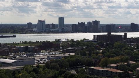 57k Stock Footage Aerial Video Of The Skyline Of Windsor Ontario