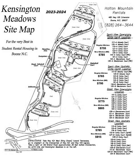 Kensington Map with Pricing (Picture) Compressed - Holton Mountain Rentals