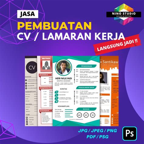 Jual Jasa Pembuatan Cv Curriculum Vitae Desain Cv Lamaran Kerja