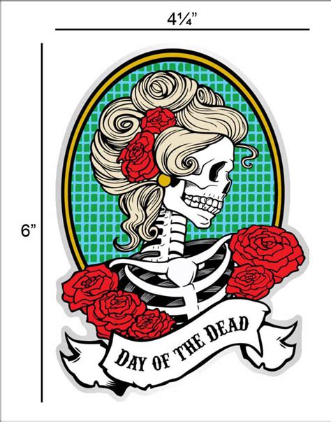 Day of the Dead Katrina Side View - Postcard Sized Vinyl Sticker 6" x 4 ...