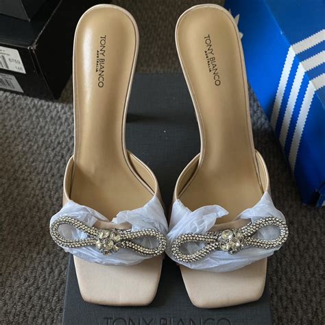 Tony Bianco Franki Nude Satin Heels Size US AU 8 Depop