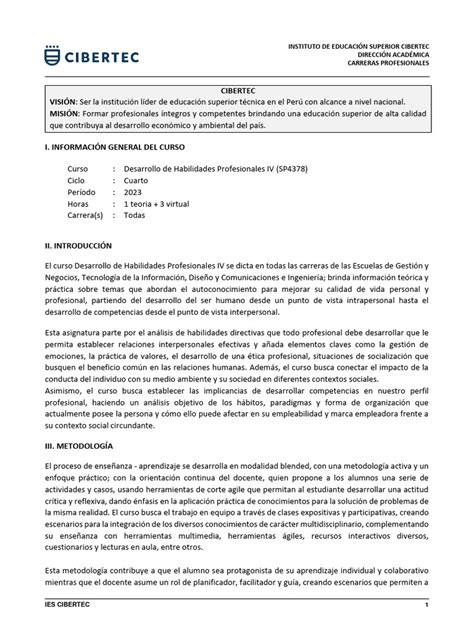 Sílabo 2023 01 Desarrollo De Habilidades Profesionales Iv Sp4378