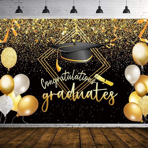 7087 X 4313 Class Of 2022 Graduation Backdrop Bokeh Black And Gold