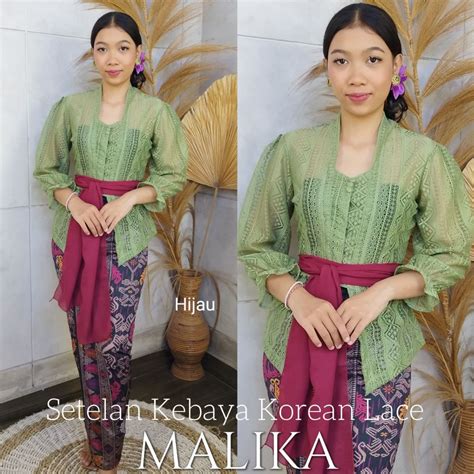 Jual Setelan Kebaya Bali Modern Brokat Malika Bet Pecah Dan Rok Stretch