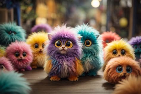 Cute Fluffy Multi Colored Monsters Free Stock Photo Public Domain