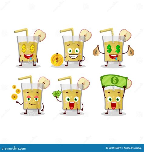 Frisse Appelsap Cartoon Met Schattig Emoticon Brengt Geld Mee Vector