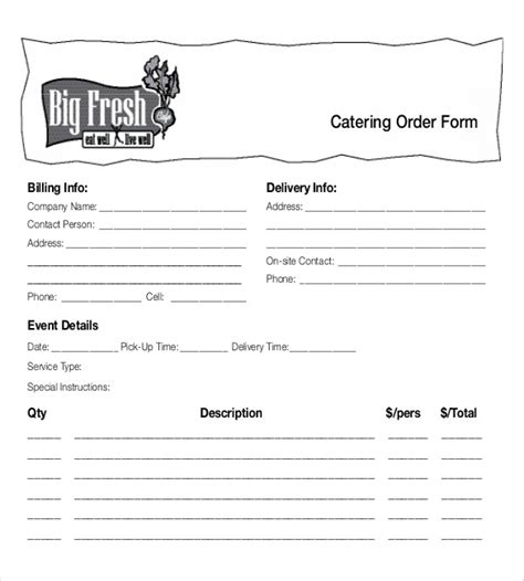 Lunch Order Form Template Sludgeport Web Fc