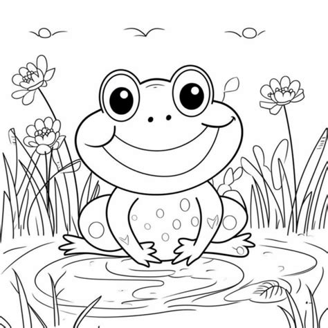 cute frog drawing - Print now for free | Drawing Ideas Easy