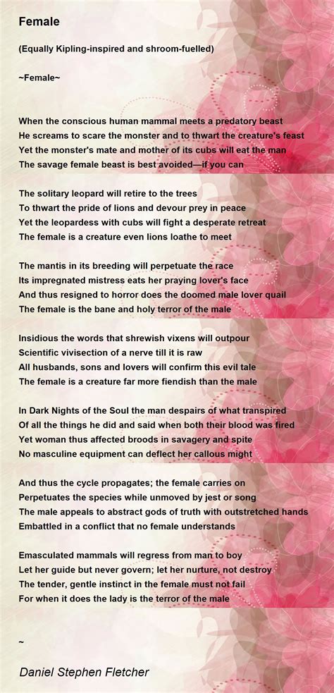 Female Female Poem By Daniel S Fletcher