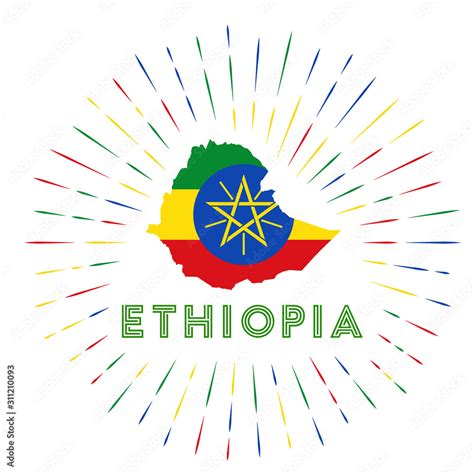 Ethiopia Sunburst Badge The Country Sign With Map Of Ethiopia With