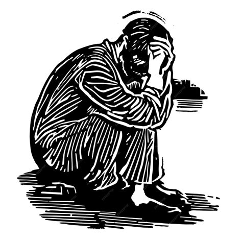 Human suffering vector illustration linocut | Premium AI-generated vector