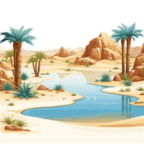 Premium Vector Desert Oasis Vector On A White Background