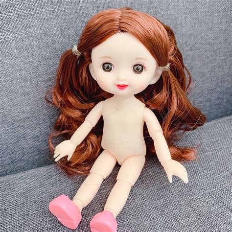 Movable Jointed Dolls Toys Mini Cm Bjd Baby Girl Doll Naked Nude Body D Brown Eyes