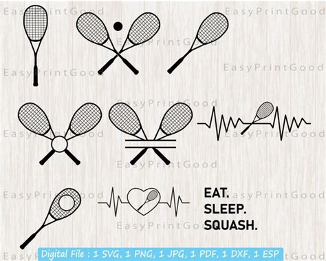 Squash Racket Svg Squash Racquet Clipart Squash Heartbeat Etsy Uk