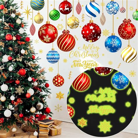 Amazon Yeaqee Pcs Christmas Wall Stickers Glow In The Dark