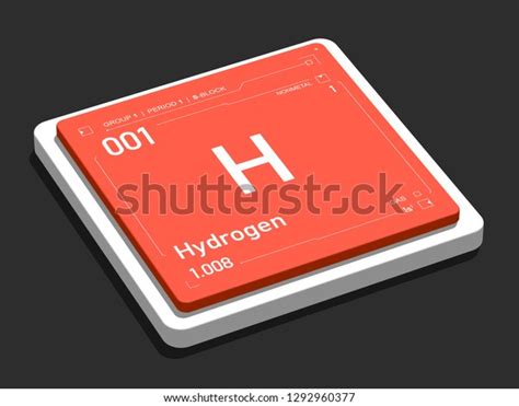 Hydrogen Element Symbol Periodic Table Series Stock Illustration 1292960377