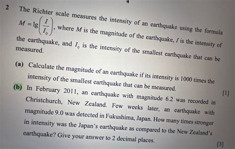 Solved The Richter Scale Measures The Intensity Of An Chegg