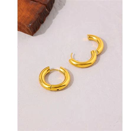 18k Gold Plated Stainless Steel Chunky Hoop Earrings Hoop Etsy