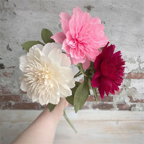 Crepe Paper Peony Peony For Vase Crepe Paper Flowers Peony Etsy