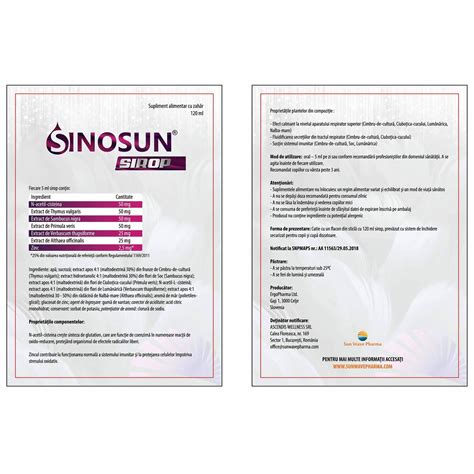 Prospect Sirop Sinosun 120 Ml Sun Wave Pharma Farmacia Tei Online