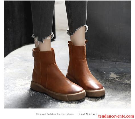 Bottes Cuir Soldes Cuir Véritable Angleterre L automne Hiver Femme