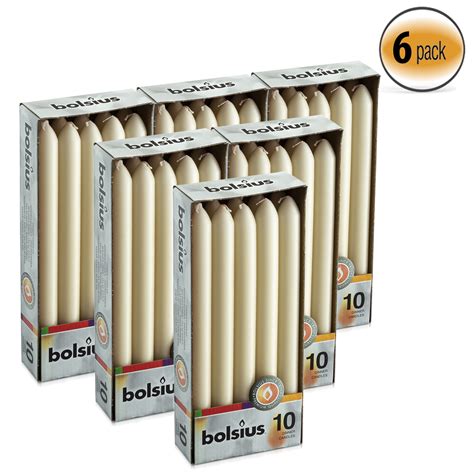 Bolsius 10 Inch Bulk Unscented Ivory Taper Like Dinner Holiday Candles Smokeless Non Drip