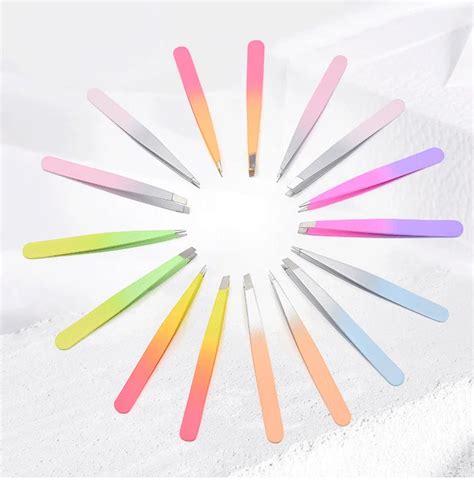 Factory Wholesale Colorful Stainless Steel Eyebrow Tweezers Gradient