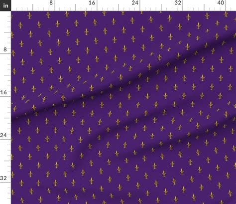 Fleur De Lis On Purple Fabric Fleur De Lis Purple Gold By | Etsy