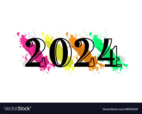 2024 Number Or Text Art With Paint Isolated Vector Image