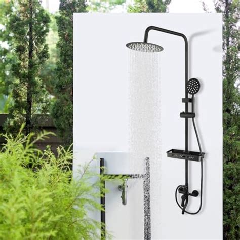 Gotonovo Matte Black Outdoor Shower Fixture Sus304 System Combo Set