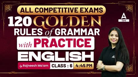 120 Golden Rules Of Grammar English Class For PSSSB Jail Warder