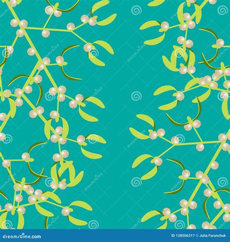 Mistletoe Seamless Pattern Vector Illustration Mistletoe Branch With