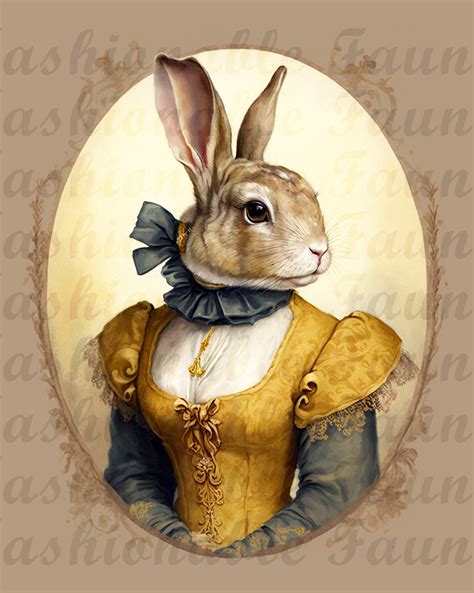 Lady Rabbit In Fancy Clothing Well Dressed Rabbit Elegant Gentlewoman