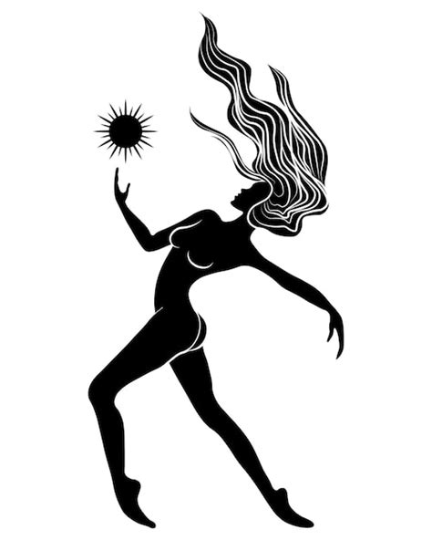 Premium Vector Silhouette Of A Naked Woman With A Symbol Of The Sun