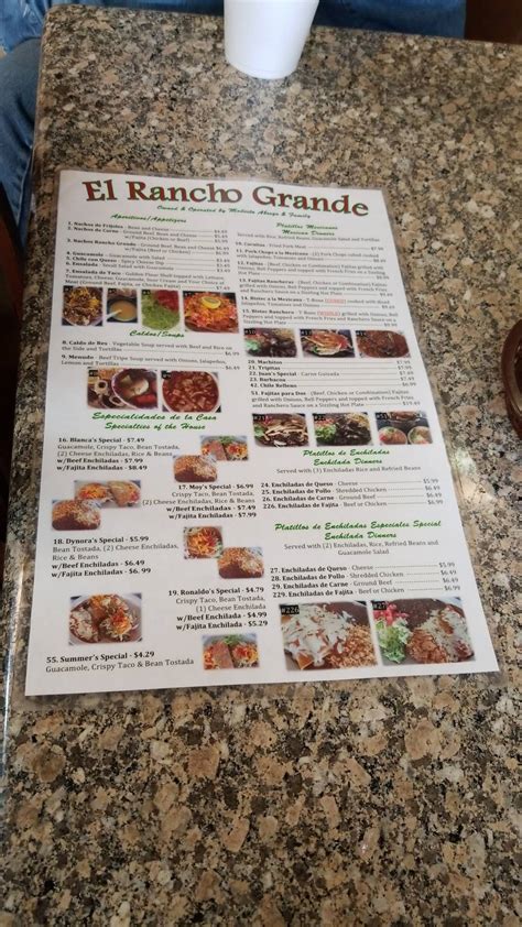 Menu at El Rancho Grande restaurant, Pasadena, Red Bluff Rd