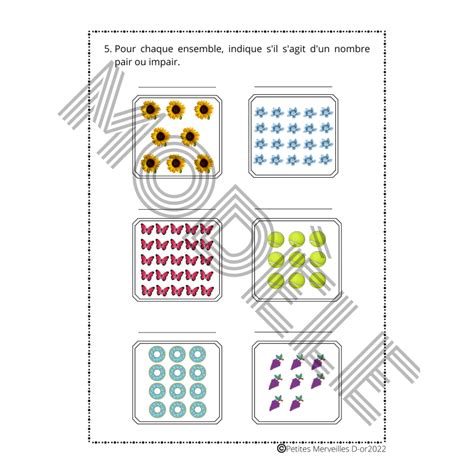 Exercices nombres pairs ou impairs 1re et 2e année