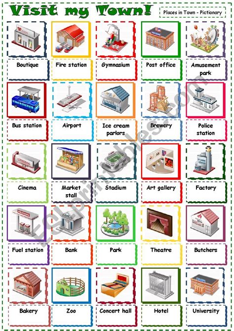 Visit My Town Esl Worksheet By Kr Mel