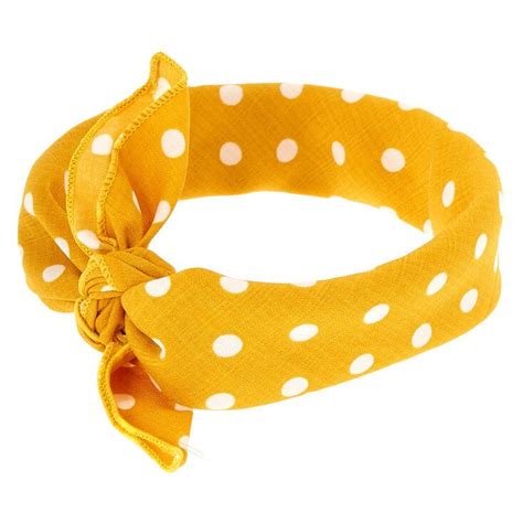 Polka Dot Bandana Headwrap Yellow Head Wraps Knot Bandana Yellow Polka Dot