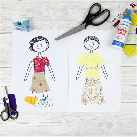 DIY Scrap Fabric Paper Dolls - Fun Craft for Kids | Mum In The Madhouse | Paper dolls, Fabric ...