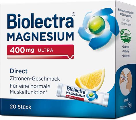 Biolectra Magnesium Mg Direct Zitrone Hochdosiertes Direktgranulat