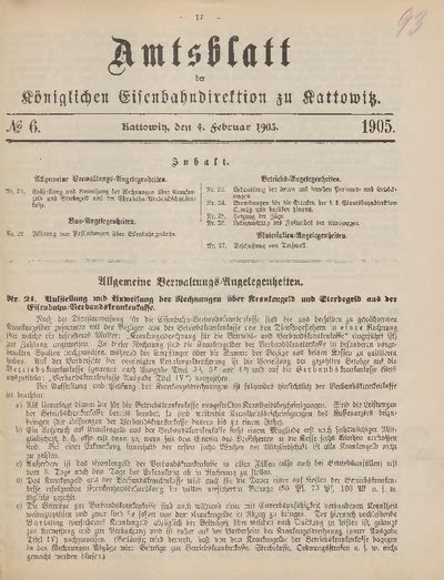 Amtsblatt Der K Niglichen Eisenbahndirektion Zu Kattowitz Nr