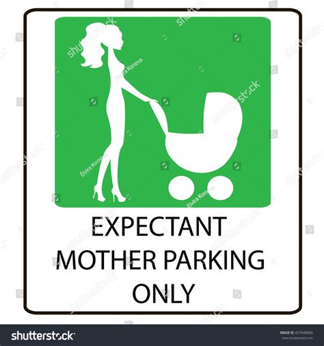 Parking Sign Women Children Expectant Mother Stock Vector Royalty Free