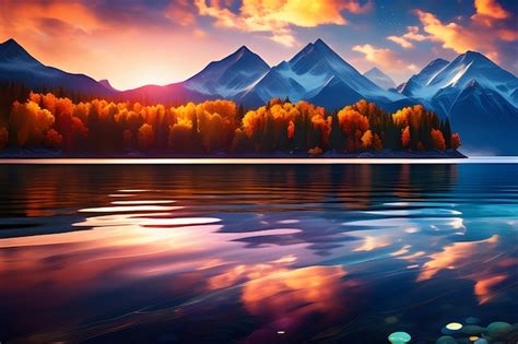 Premium Photo A Photo Of Peaceful Nature Landscape With Mountain Lake