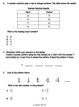 Patterns Assessments Sol By Teachers Pet Tpt