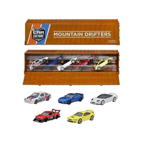 Set 5 Masinute Metalice Hot Wheels Premium Mountain Drifters Container